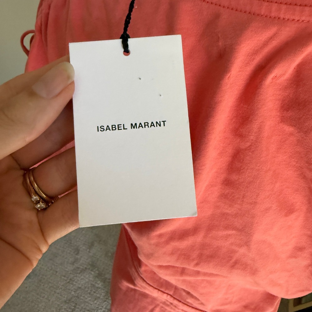 Isabel Marant Étoile Coral Tie Sleeve Mini Dress‎ Cotton Zarko Papaya Large - Picture 7 of 12